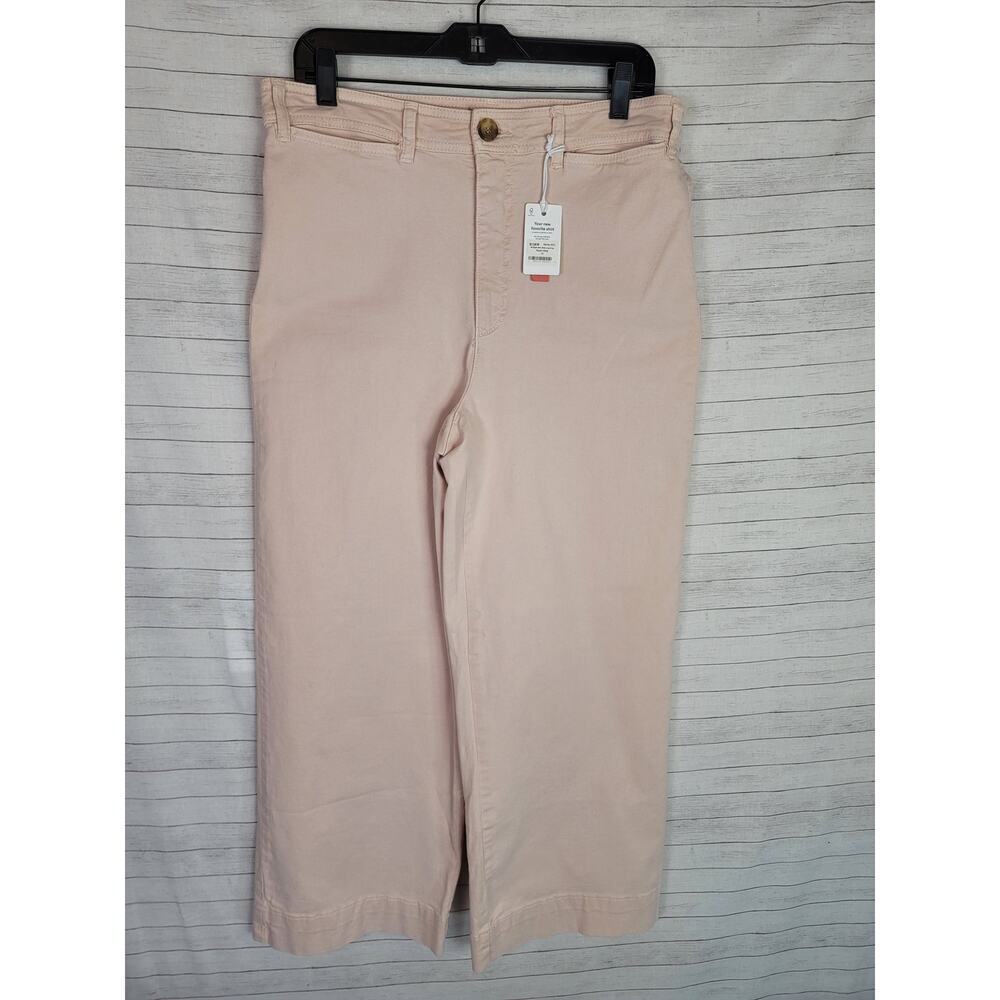 MARINE LAYER BRIDGET SLIM WIDE LEG CROP PANTS IN PEACH WHIP, SZ 14